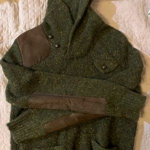 Polo wool pullover with elbow patch + free extra long sleeve